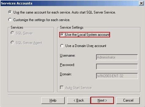 Image result for SQL Server Install Local System Account