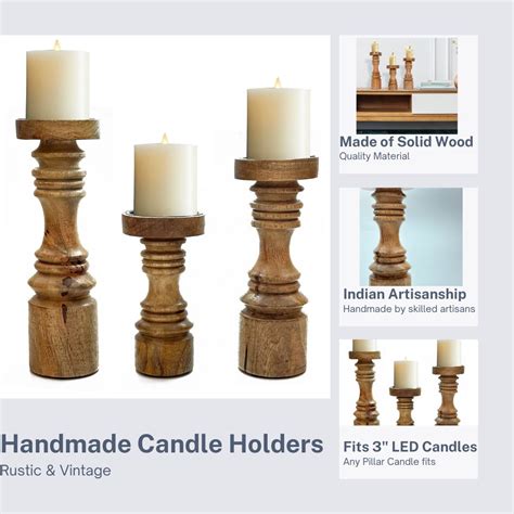 Wooden Simple Modern candle holder (Set of 3)