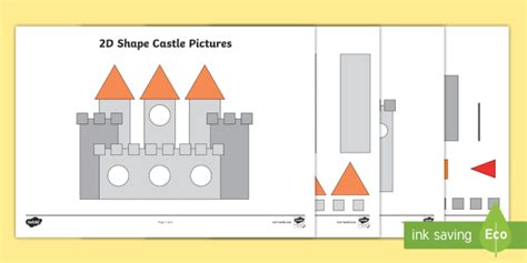 2D Shape Castle Pictures Worksheet / Worksheets