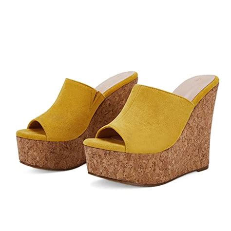 Buy Syktkmx Womens Platform Wedge Slides Sandals Backless Peep Toe Slip ...
