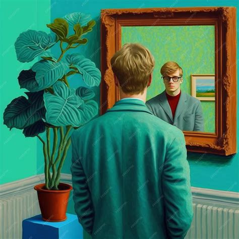 Premium AI Image | A man looking at his reflection in a mirror