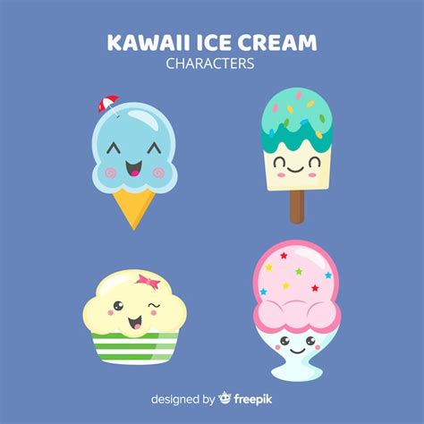 Coleção de sorvete Kawaii | Vetor Grátis