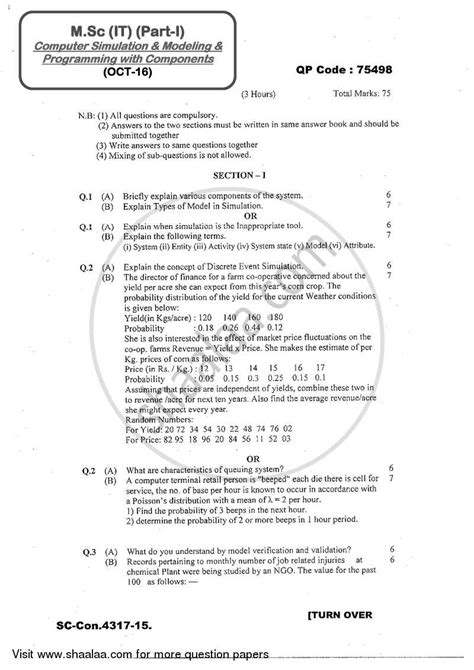 Computer Simulation and Modeling 2016-2017 M.Sc IT (Information ...