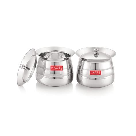 Buy HAZEL Stainless Steel Serving Handi Set of 2 | 850 ml Each Dal ...