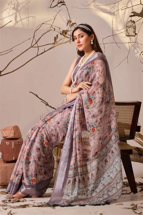 Soft Red Linen Cotton Saree – Kalyanja