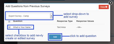 Add Questions - From Previous Survey