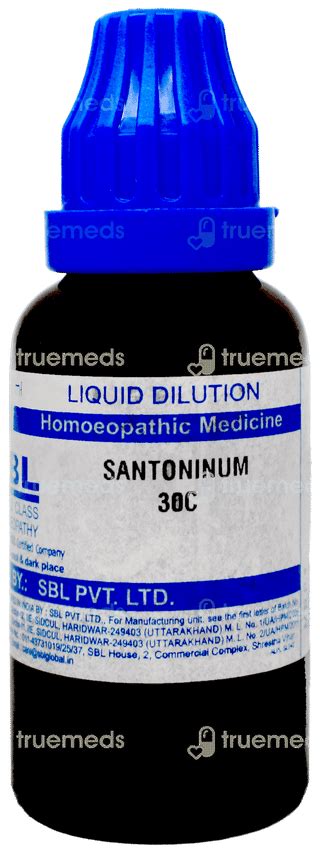 Sbl Santoninum 30 C Dilution 30 Ml - Uses, Side Effects, Dosage, Price ...