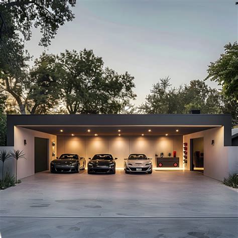 Stylish Modern Garage with Interior Design & Evening Ambiance | Luxury ...