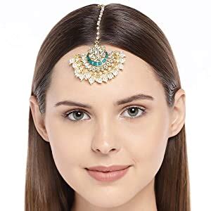 Buy ACCESSHER Traditional Jewellery Gold Toned Chandbali kundan maang ...