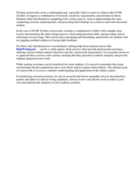 Image result for GCSE Textiles Coursework Example Written Work