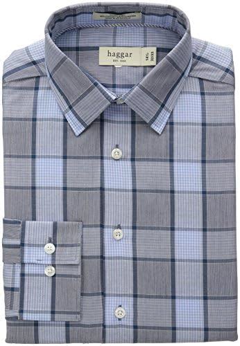 Buy Haggar Men's Mechanical Stretch Medium Glen Plaid Fancy Poplin Long ...