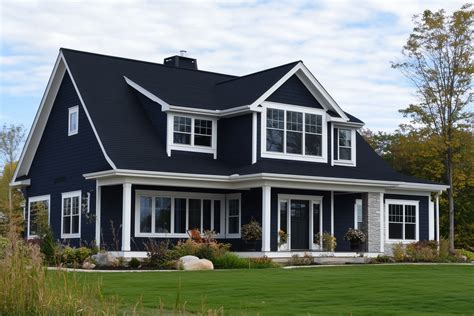 Shades of Blue House That Looks Good With Black Roof - Heaven Gables