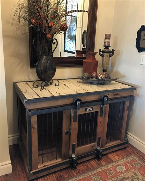 Farmhouse Style single dog kennel by Kennel and Crate! Barn door rollin ...