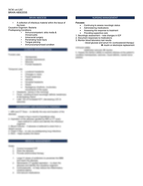 SOLUTION: Medical surgical nursing trans brain abscess - Studypool