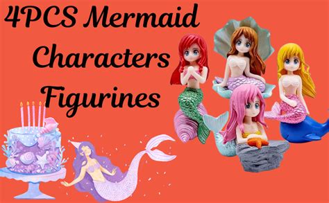 LEGACYCART 4PCS Mermaid Characters Figurines for Ocean Theme Cake ...