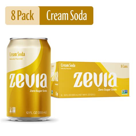 Zevia Zero Sugar, 0 Calorie Cream Soda Pop, 12 fl oz, 8 Pack Cans ...