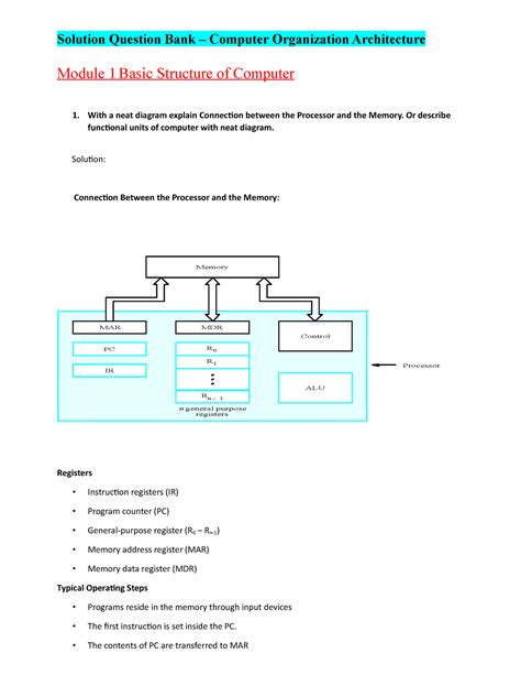 Question Bank solution COA consolidated - Module 1 Basic Structure of ...