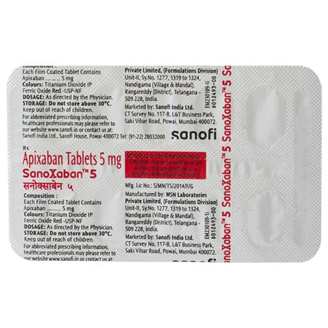 Sanoxaban 5 Tablet | Uses, Side Effects, Price | Apollo Pharmacy