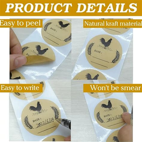 500 Farm Fresh Egg Labels, 2-Inch Round Natural Brown Kraft Paper ...