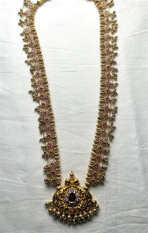 Antique Lakshmi Temple Haar with Ruby Stone Pendant – Chandrakalm