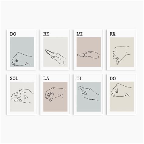 Solfege hand signs poster set of 8 do re mi chart solfege printable ...