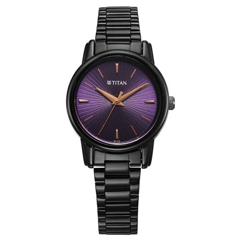 Buy Online Titan Karishma Quartz Analog Purple Dial Black Stainless ...