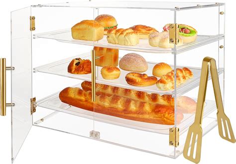 Amazon.com: Cutora Pastry Display Case, 3-Tier Acrylic Bread Box with ...