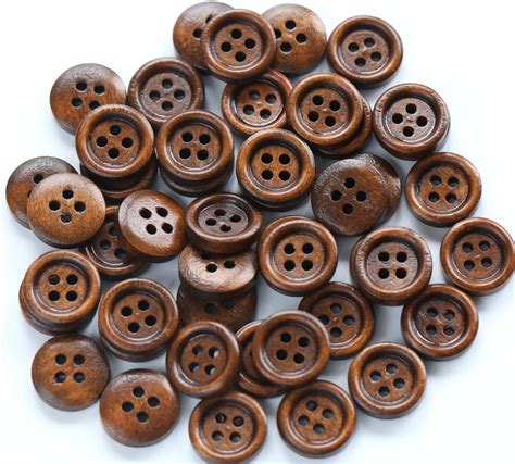 Amazon.com: GANSSIA 200PCS 1/2 Inch (12.5mm) Brown Color Wooden Buttons ...