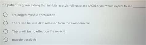 Solved: If a patient is given a drug that inhibits acetylcholinesterase ...
