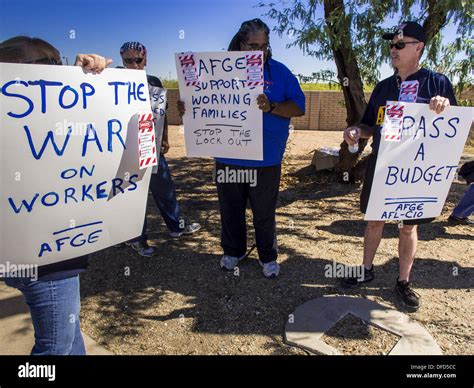 Glendale, AZ, USA. 2nd Oct, 2013. Furloughed federal employees, workers at Luke Air Force Base ...