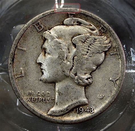 Fine+ 1943 - D 90% Silver Winged Liberty (mercury Dime). . 10158