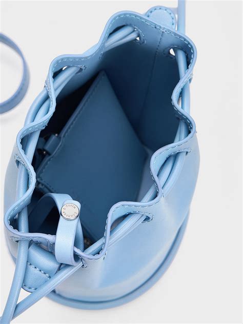 Light Blue Blossom Drawstring Bucket Bag - CHARLES & KEITH TW