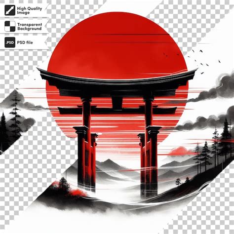 A poster for a samurai with a red sun in the background | Premium AI ...