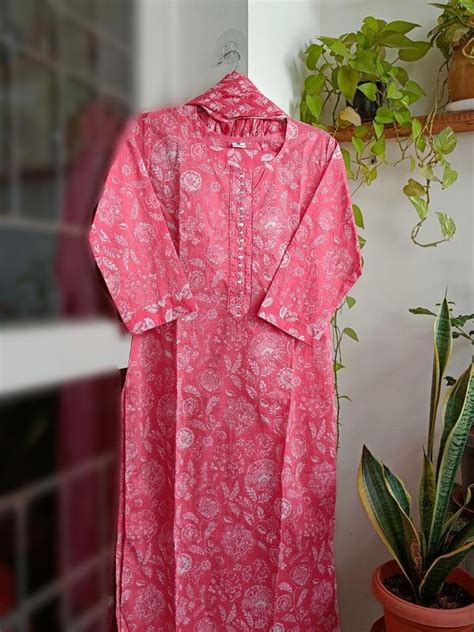 Tia - Pink Cotton Kurti 3pc set – Sabhaa