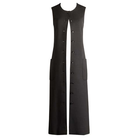 Rare 1970s Yves Saint Laurent YSL Vintage Long Black Wool Maxi Vest or ...