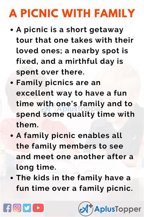 Essay on a Picnic with Family | A Picnic with my Family Essay for ...