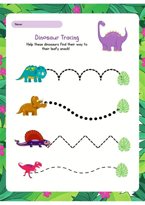 Dinosaur Trace The Line Activity Sheet – NESTA TOYS
