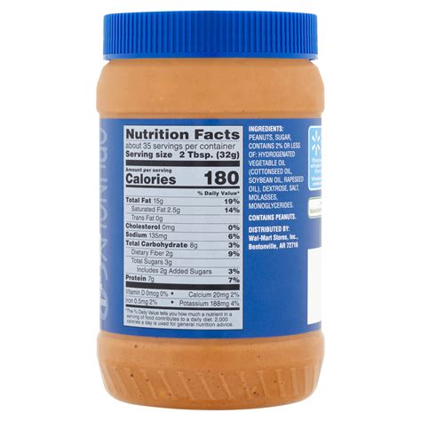 Peanut Butter Jar Nutrition Facts at Anne Rodriquez blog