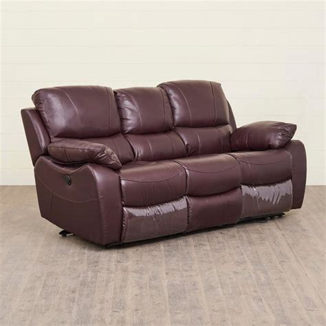 Buy Oslo Maroon Faux Leather 3 Seater Recliner – 203cm from Home Centre ...