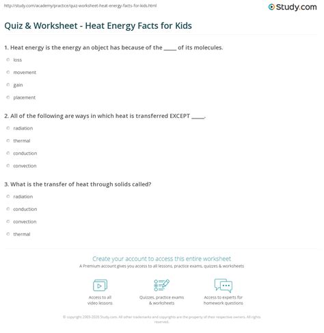 Heat Energy For Kids Worksheets