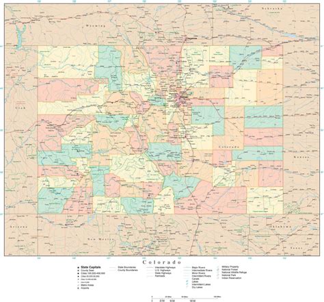 Colorado State Map in Adobe Illustrator Vector Format. Detailed ...