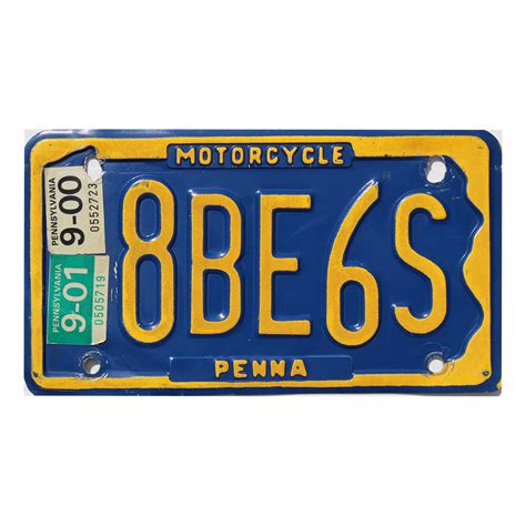 2001 Pennsylvania Motorcycle License Plate #8BE6S | Cycle