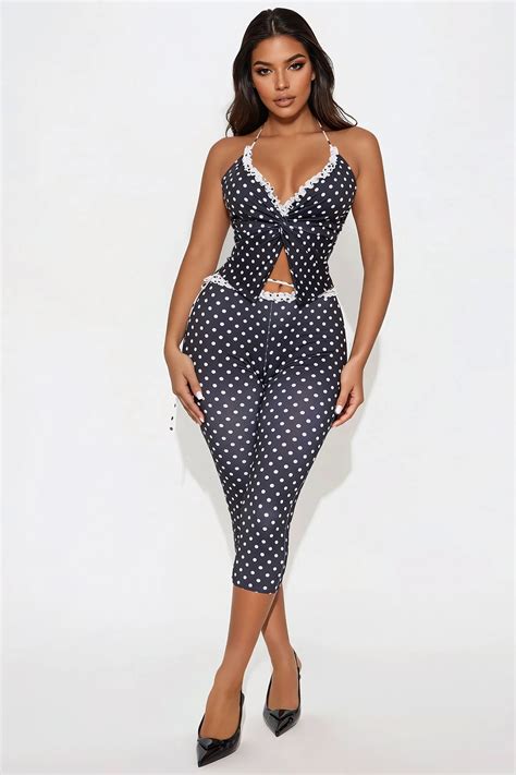 Estelle Polka Dot Capri Pant Set - Black/White | Fashion Nova