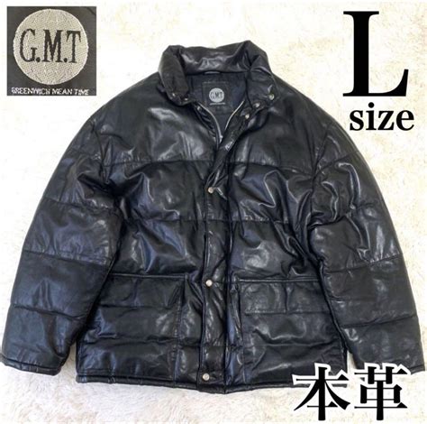 G.M.T レザー 本革 牛革 ダウンジャケット L ダウン90% - メルカリ
