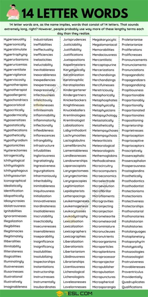 14 Letter Words: 3400+ Words with 14 Letters in English • 7ESL