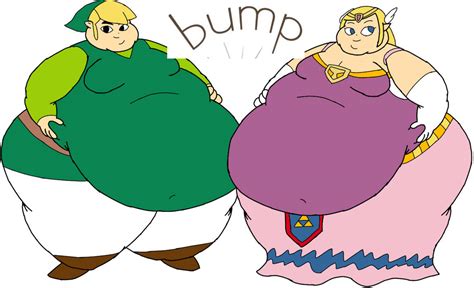 Fat Toon Link And Fat Toon Zelda Belly Bump by inflationrules on DeviantArt