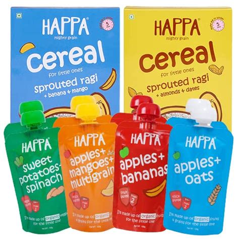 Happa Organic for Little one, Fruit Puree and Porridge Pack , 8 Pouches ...