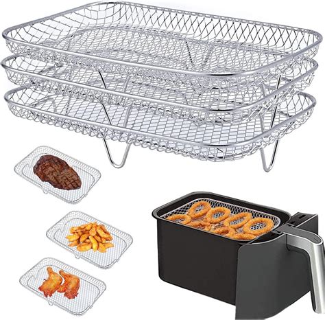 Three Stackable Dehydrator Racks Air Fryer Rack for Ninja Dual Fryer ...