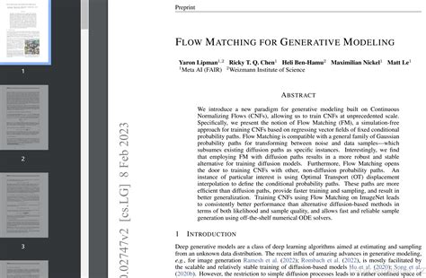 Flow Matching For Generative Modeling——生成建模的流匹配-CSDN博客