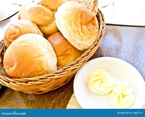 Appetizer Breads with Butter Stock Photo - Image of appetite, cookie ...